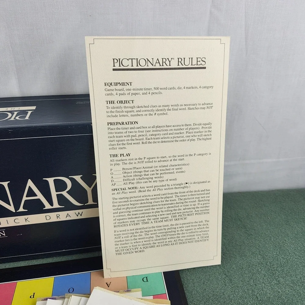 1985 Pictionary 1st Edition Charades Game Complete in Very Good Cond FREE SHIP